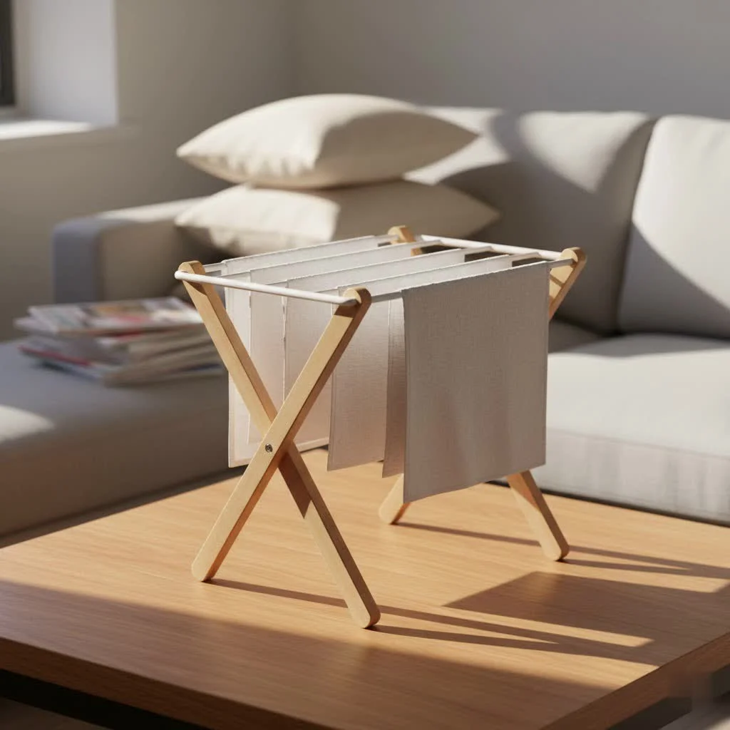 Laundry drying rack in a modern home