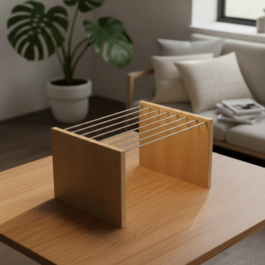 Wall hanging clothes drying rack in a modern laundry room